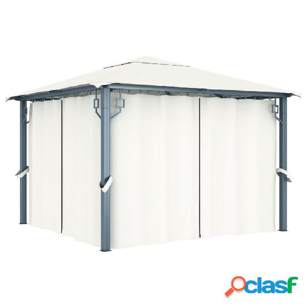 vidaXL Cenador con cortina color crema aluminio 300x300 cm