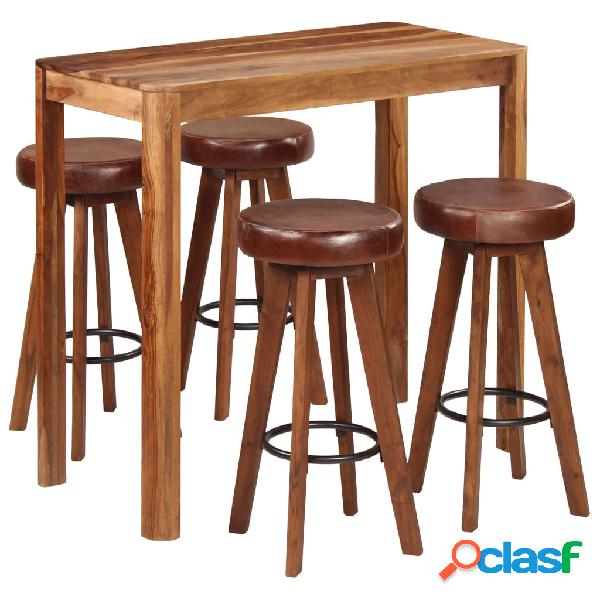 vidaXL Conjunto de bar 5 pzas madera maciza de sheesham
