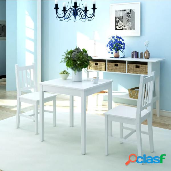 vidaXL Conjunto de comedor 3 piezas madera de pino blanco