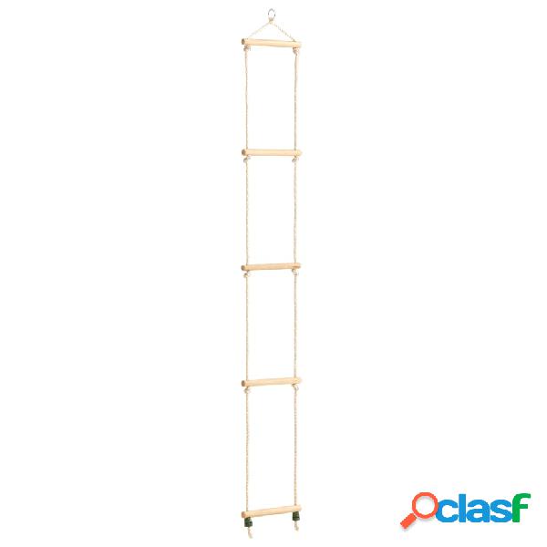 vidaXL Escalera de cuerda para niños madera maciza y PE