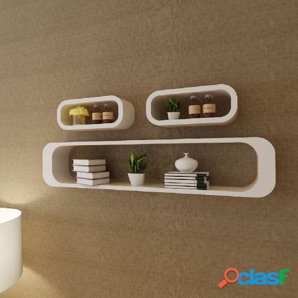 vidaXL Estantes de cubo de pared flotante MDF blanco 3