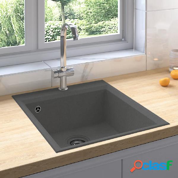 vidaXL Fregadero de cocina con rebosadero granito gris
