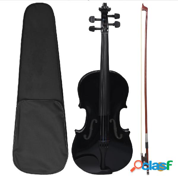 vidaXL Juego completo de violín con arco y mentonera negro