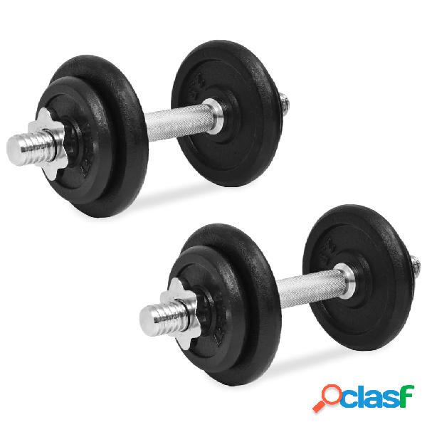 vidaXL Juego de mancuernas hierro fundido 14 piezas 20 kg