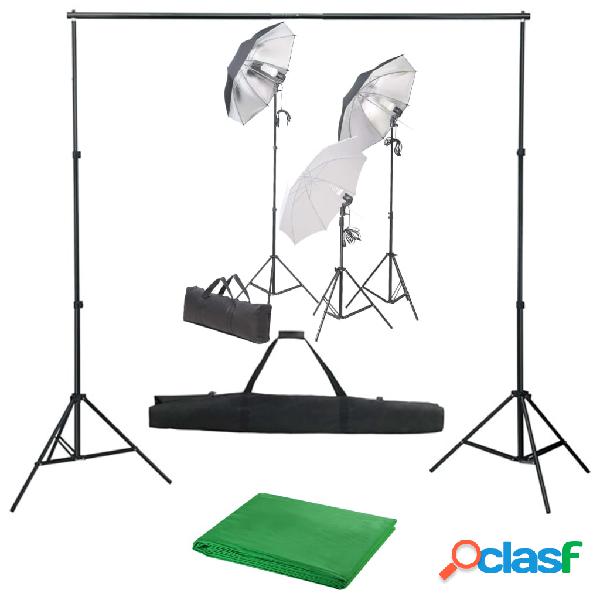 vidaXL Kit de estudio fotográfico con set de luces y telón