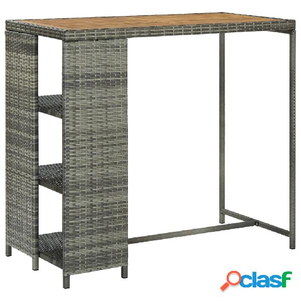 vidaXL Mesa bar estante almacenaje 120x60x110 cm ratán