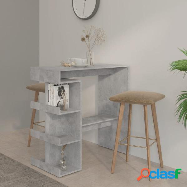 vidaXL Mesa bar estante almacenaje aglomerado gris
