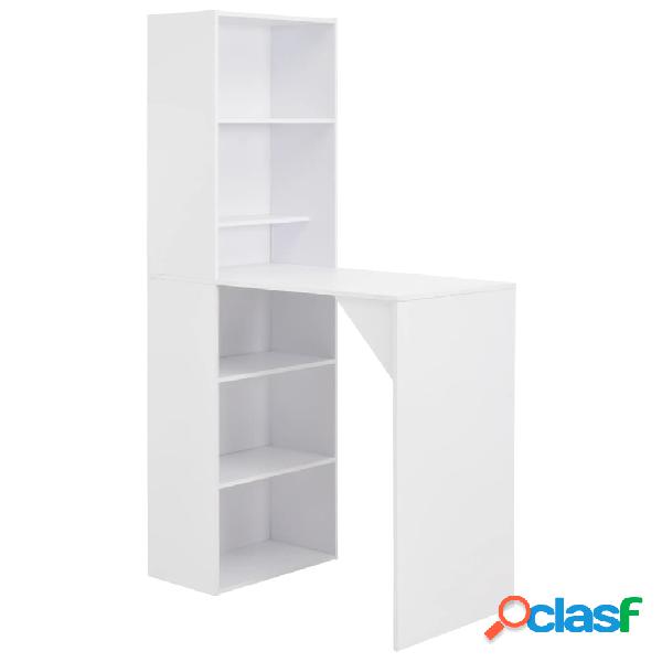 vidaXL Mesa de bar con estantería alta blanca 115x59x200 cm