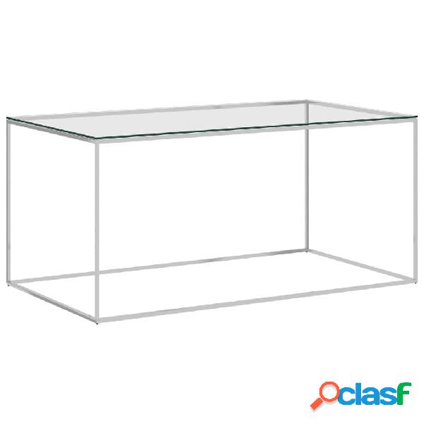 vidaXL Mesa de centro acero inoxidable y vidrio plateada