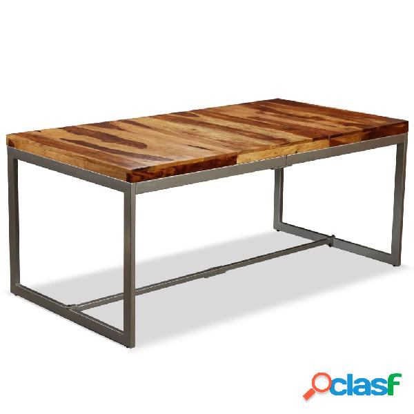 vidaXL Mesa de comedor de madera maciza de sheesham y acero