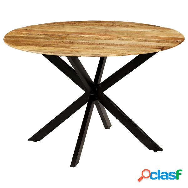vidaXL Mesa de comedor madera maciza de mango rugosa y acero