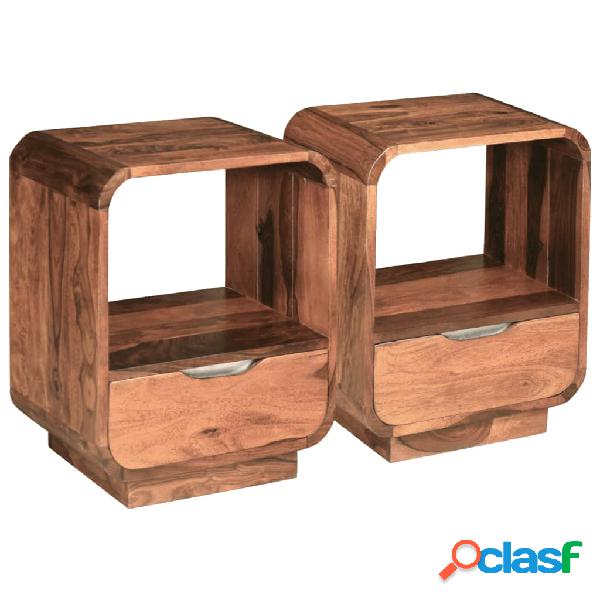 vidaXL Mesita de noche con cajón de madera maciza sheesham