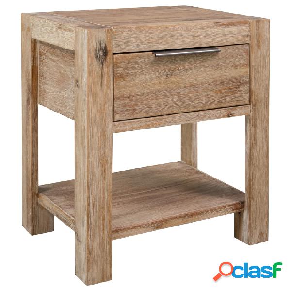 vidaXL Mesita de noche con cajón madera maciza de acacia