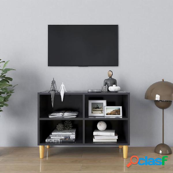vidaXL Mueble de TV con patas de madera maciza gris
