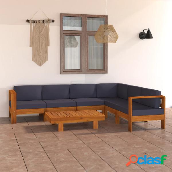 vidaXL Muebles de jardín 7 pzas con cojines gris oscuro