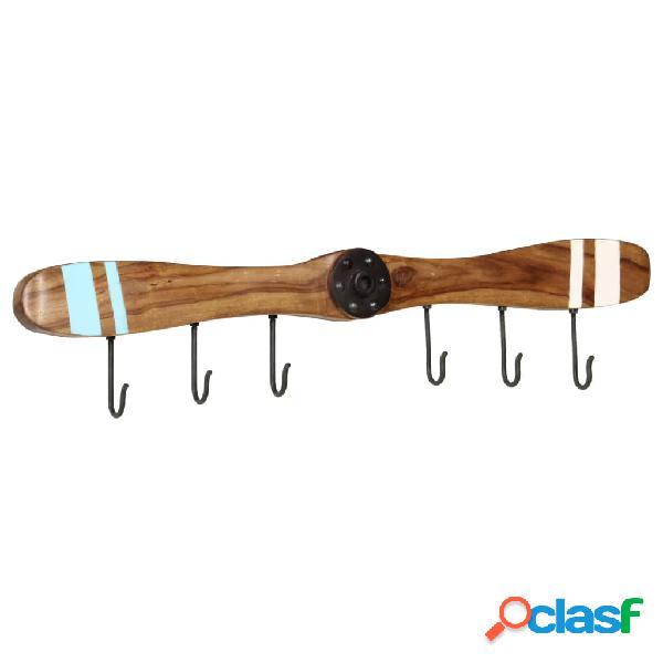 vidaXL Perchero de pared 6 ganchos madera maciza sheesham