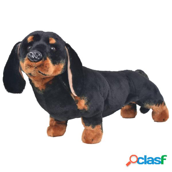 vidaXL Perro salchicha de peluche de pie negro XXL