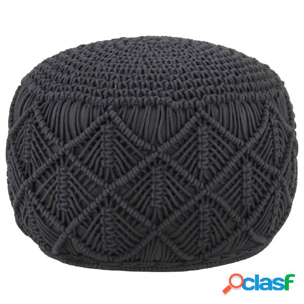 vidaXL Puf de macramé hecho a mano algodón gris antracita