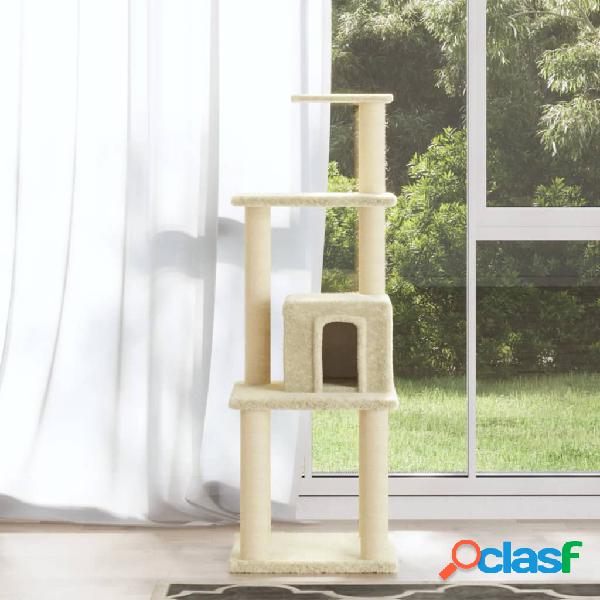 vidaXL Rascador para gatos con postes de sisal crema 105 cm