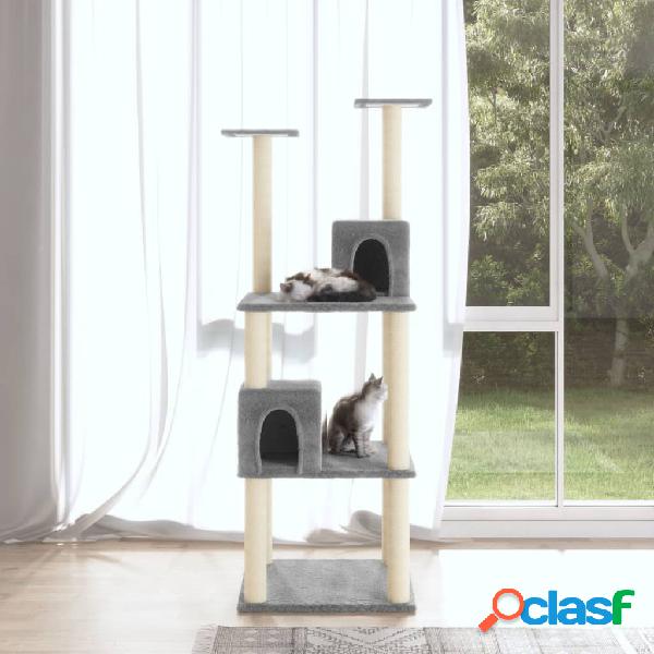 vidaXL Rascador para gatos con postes de sisal gris claro