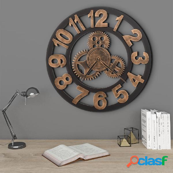 vidaXL Reloj de pared de metal dorado y negro 58 cm