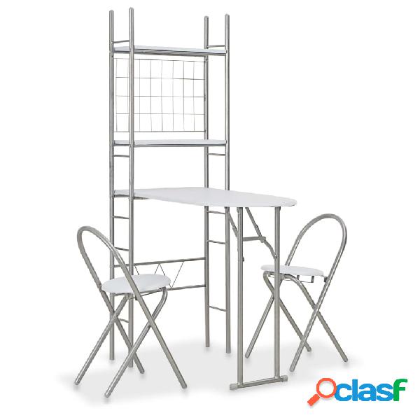 vidaXL Set de comedor plegable con estante 3 piezas MDF y