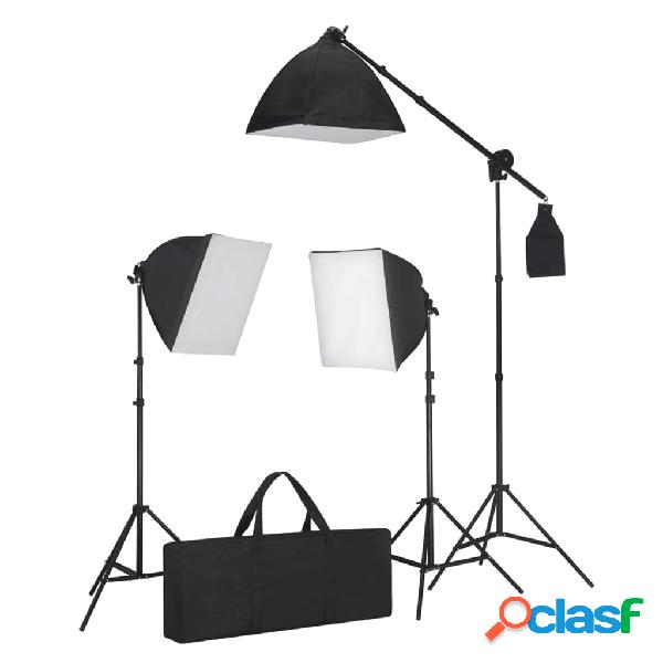 vidaXL Set de iluminación: 3 luces de foto con trípode y