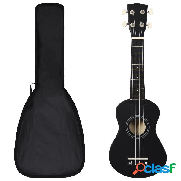 vidaXL Set de ukelele soprano con funda para niños negro