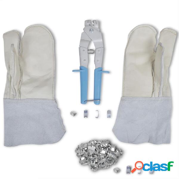 vidaXL Set para alambre concertina con aplicador de clips,