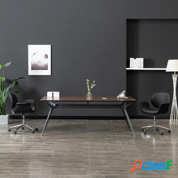 vidaXL Silla de comedor giratoria cuero sintético negro