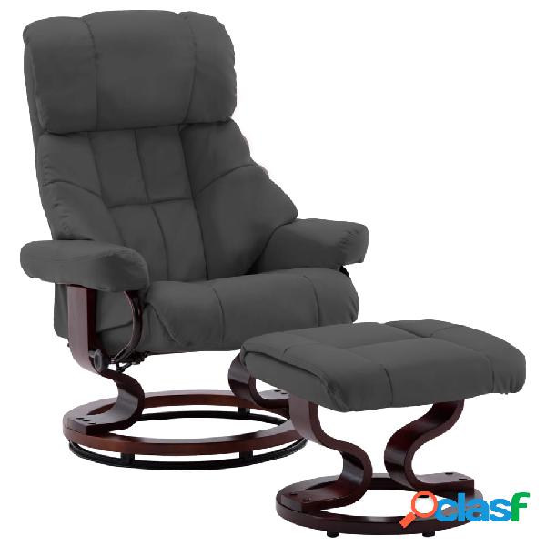 vidaXL Silla reclinable y reposapiés cuero PE madera