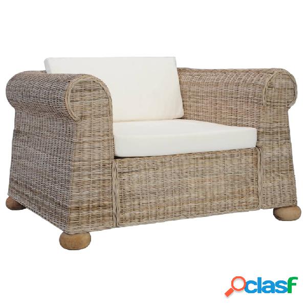 vidaXL Sillón con cojines de ratán natural