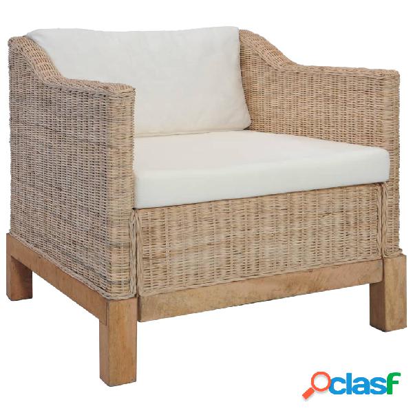 vidaXL Sillón con cojines ratán natural