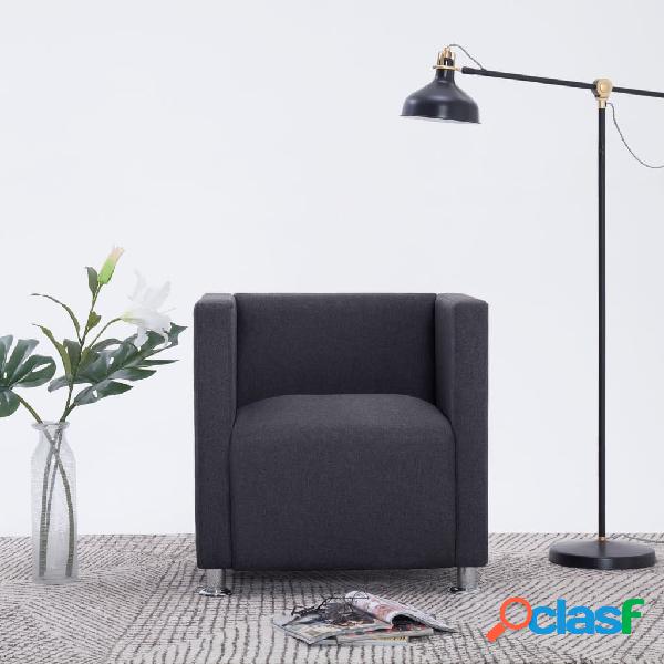 vidaXL Sillón en forma de cubo de tela gris oscuro