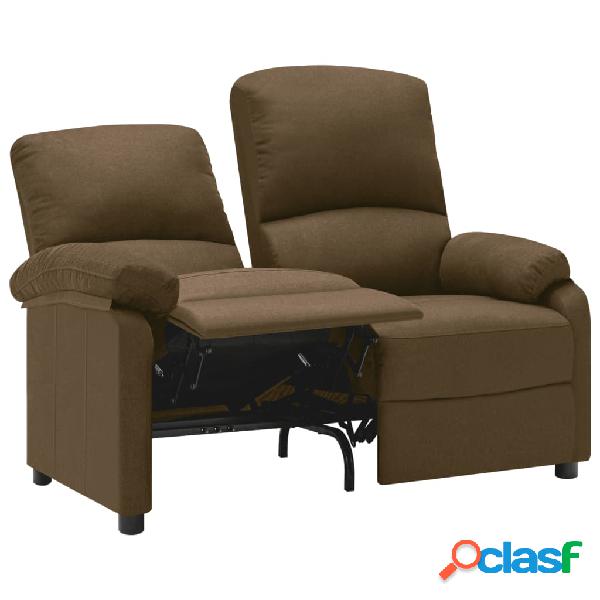 vidaXL Sofá reclinable de 2 plazas de tela marrón