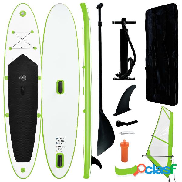 vidaXL Tabla de paddle surf hinchable con set de vela verde