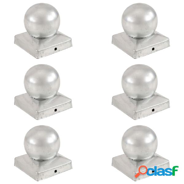 vidaXL Tapas para postes 6 uds metal galvanizado globo final