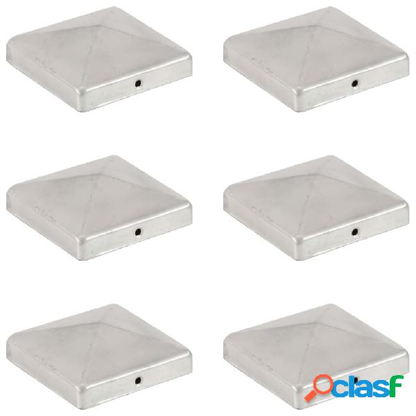 vidaXL Tapas para postes de valla 6 uds metal galvanizado