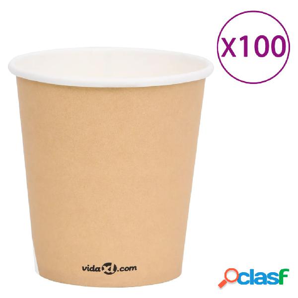 vidaXL Tazas de papel de café 200 ml 100 uds marrón