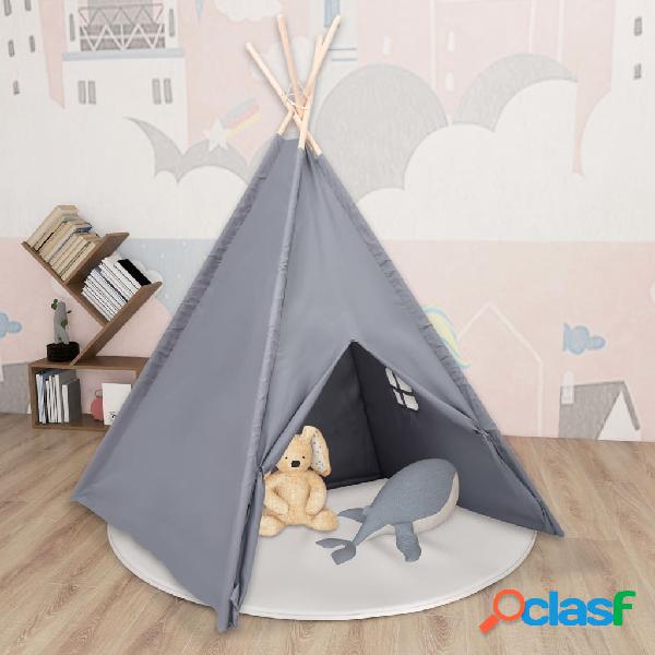 vidaXL Tienda tipi niños y bolsa piel de melocotón gris