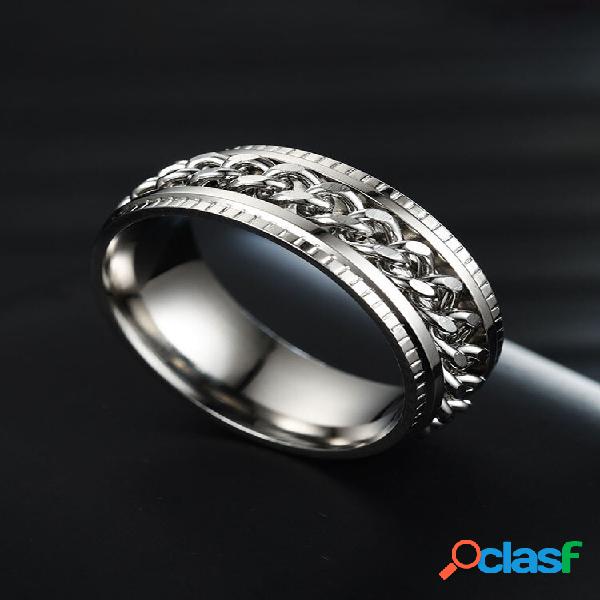 1 Uds cadena de acero inoxidable anillo giratorio de moda