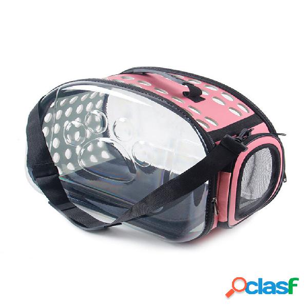 4 colores PVC transparente Pet Travel Carrier Perro Gato