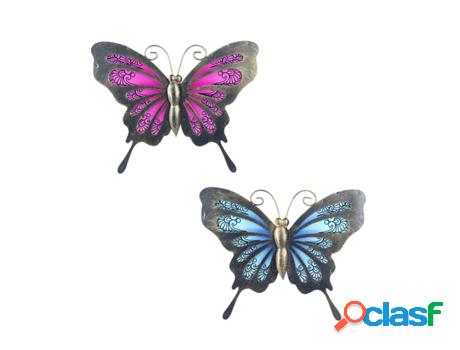 Aplique De Pared Mariposa Azul Y Rosa Incluye 2 Unidades