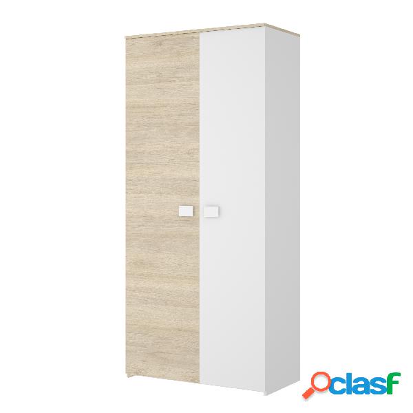 Armario 2 Puertas Dekit Dina Natural y Blanco 205x90x52cm