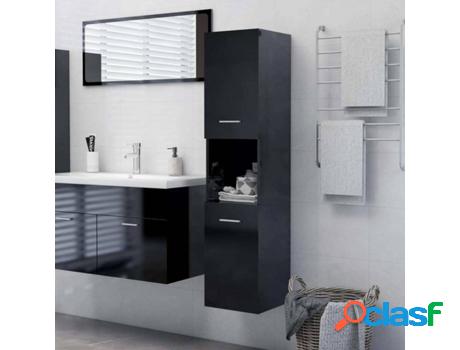 Armario Cuarto de Baño Aglomerado VIDAXL (Negro- Madera