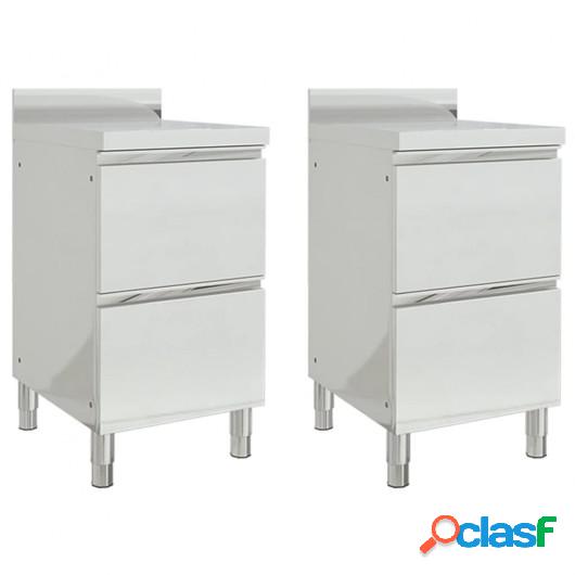 Armarios de cocina comercial 2 cajones acero inoxidable 2