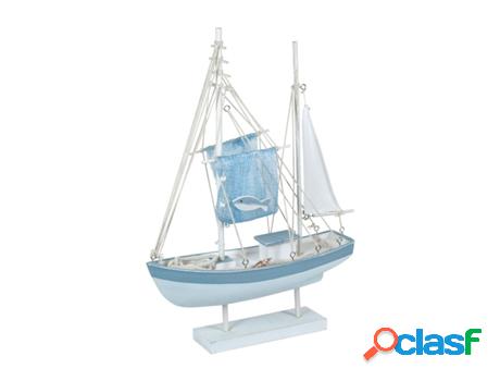 Barco Vela Azul Con Pez Regalo Vehículos Colección