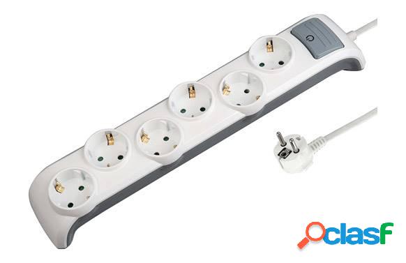 Base múltiple de 5 tomas y 2 USB Electraline Blanco 2m