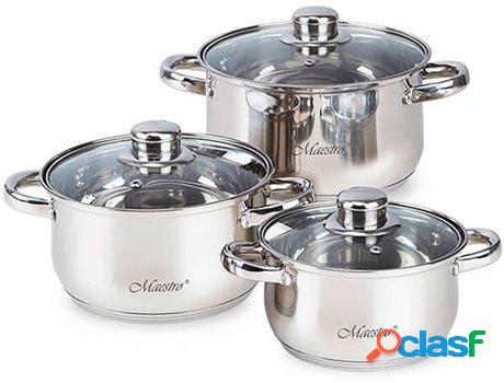 Batería de Cocina Acero Inoxidable, 6 Piezas, Inducción,
