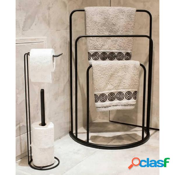 Bathroom Solutions Toallero de pie de metal negro 49,5x75 cm